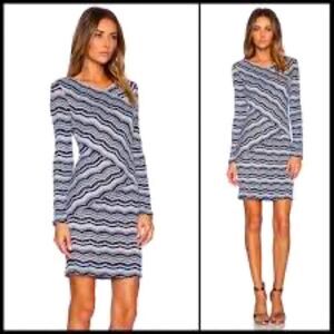 BCBGMAXAZRIA Black White Melysa Bodycon Knit Mini Dress Sz XS